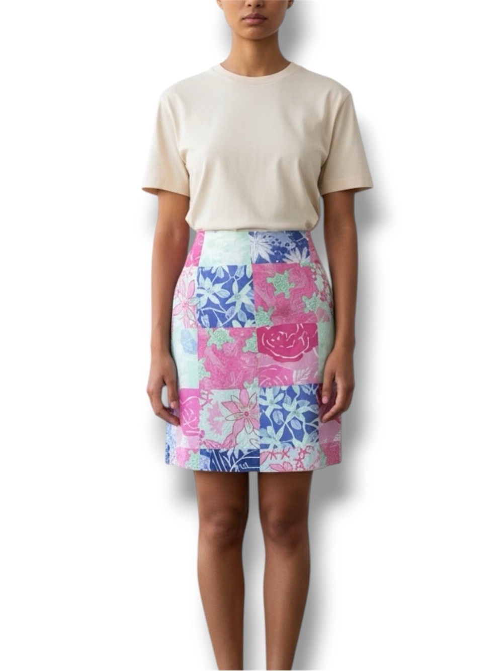 Vintage Lilly Pulitzer Patchwork Print Midi Skirt sz 6